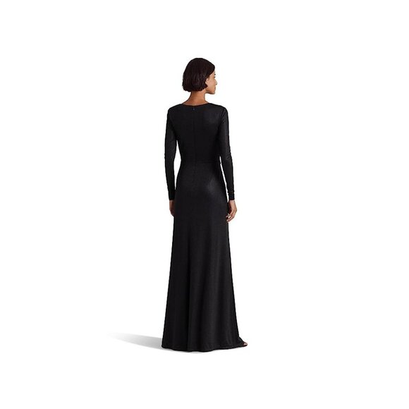 Lauren Ralph Lauren Womens Twist Front Foil Print Jersey Gown Black Size 2 NWT - Picture 4 of 6